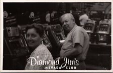 Las Vegas Nevada RPPC Real Photo Postcard DIAMOND JIM'S CLUB / Couple at Slots picture