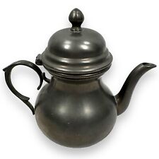 Antique Vintage Old World Pewter Small Colonial Style Teapot Coffee Tea Pot picture