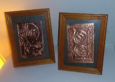 Lot Of 2 Antique Copper Art In Frames  picture