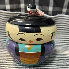 Vintage Yamanaka Lacquer Japanese Kokeshi Trinket Box 2 Tiers picture