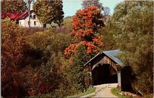 Postcard Stowe Vermont Stowe Hollow Covered Bridge Vintage c1950s Unposted picture