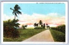 1930-50's HIGHWAY FROM MAINLAND TO KEY WEST BEAUTIFUL FLORIDA SERIES POSTCARD picture