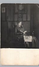 CHRISTIAN ENDEAVOR WORLD NEWSPAPER GIRL READING c1910 real photo postcard rppc picture