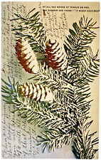 Antique Postcard PMK 1908 K-Win & Co Pinecones OF ALL THE SAD WORDS OF TONGUE... picture