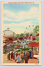 Willow Grove Pennsylvania Carnival Midway Willow Grove Park Postcard Ca 1940 picture
