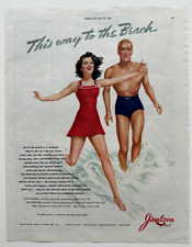 Vintage 1941 Varga Jantzen Swim Wear Magazine Illustration This Way to the Beach picture