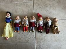 Vintage Disney Bikin Snow White & The Seven Dwarfs Doll Set of 6 Plus Snow White picture