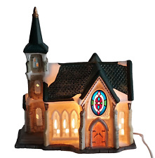 Hand Painted Fine Porcelain Lighted Church Collectible Village by Galleria  picture