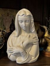 BOEHM Virgin Mary Mother Bust Figure 1950’s Bisque 10In Christian Catholic picture
