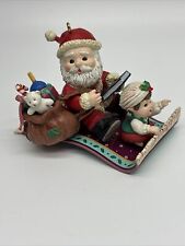 Vtg Enesco Christmas Tree Ornament 1993 Santa's Magic Ride Flying Carpet Elf picture