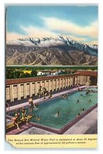 Postcard Natural Hot Mineral Water Pool, Desert Hot Springs CA 1955 H24 picture