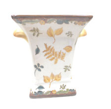 Yellow and Gold Ceramic Vase  2 Handled Glazed Tapered picture