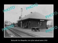 OLD LARGE HISTORIC PHOTO OF BURLEYVILLE NEW HAMPSHIRE RAILROAD STATION c1910 picture