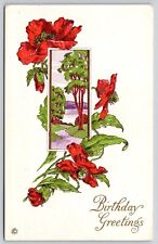 Birthday Greetings Flowers Antique Embellished Postcard UNP WOB DB picture