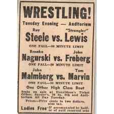 Wrestling Bronko Nagurski Roy Steele Strangler Lewis 1935 Newspaper Ad AE7-H2 picture