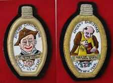 (2) A PAIR OF1960's FANCY HANDMADE BULLION WHISKEY FLASK XMAS+NEW YEARS  PATCHES picture