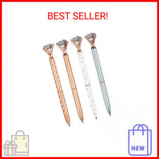 4 Pcs Rose Gold Pen with Big Diamond/Crystal,Metal Ballpoint Pen,Rose Gold White picture