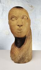 Vintage Polynesian Hand Carved Wood Woman Sculpture Signed E. Gilfillian picture