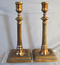 NICE PAIR ANTIQUE GEORGIAN  1750s CLASSICAL FLUTED  BRONZE CANDLESTICKS HOLDERS picture