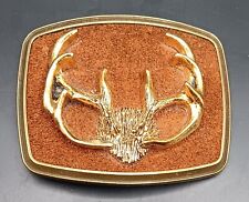 Deer Elk Antlers - Dimensional Vintage  1979 Western Raintree Belt Buckle picture