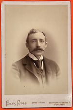 c.1880's Young Man w Moustache Cabinet Card Portrait by Park Bros. Photo Toronto picture