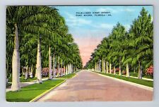 Fort Myers FL-Florida, Palm Lined First Street, Vintage c1938 Postcard picture