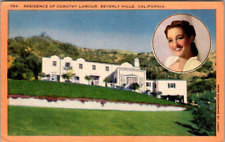 Postcard Beverly Hills California 1940s Dorothy Lamour Residence Movie Star P376 picture