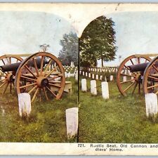 c1900s Dayton, Ohio Soldiers Home Stereoview Cemetery Cannon Military Army V34 picture