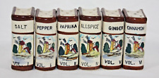 Vintage 6 Pc West Wood Ceramic Holland Windmill Book Spice Shaker Set Japan picture