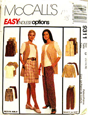 MCCALL PATTERN  9311 EASY OPTIONS VEST TOP  PULL ON PANTS SHORTS SZ 12-16 1990'S picture