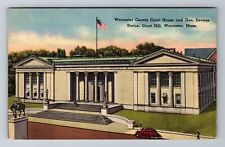 Worcester, MA-Massachusetts, County Court House Devens Statue, Vintage Postcard picture