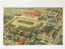 Postcard NE Omaha Nebraska Creighton University Aerial View Running Track c1940s picture