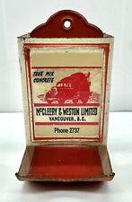 Vintage McCleery & Weston Concrete Mix Truck Vancouver, B.C. Wall Match Holder picture