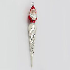 Christopher Radko Two-Sided Face Santa Red And Silver Icicle Ornament picture