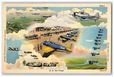 c1940's US Air Corps Jet Plane Military Soldier WW2 Unposted Vintage Postcard picture