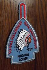 BOY SCOUT PATCH OA FLAP MIKANO LODGE 231 1993 FALL FELLOWSHIP 60TH ANNIVERSARY picture