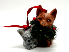 VTG 2'' KITTENS ORNAMENT BOW & WREATH - TAIWAN picture