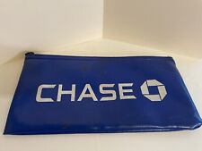 Vintage Chase Bank Deposit Merchant Money Checks Blue Vinyl Zipper Bag Pouch  picture