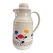 Vintage Phoenix Insulated Coffee Tea Pitcher Carafe w Colorful Flowers 1980's picture