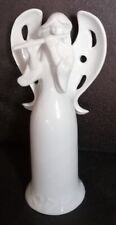  Porcelain Ceramic White Angel Figurine Playing Flute Clarinet Size 6