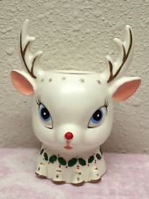Vintage 1962 NAPCO REINDEER CHRISTMAS HEAD VASE PLANTER ICX-5477 hand painted picture