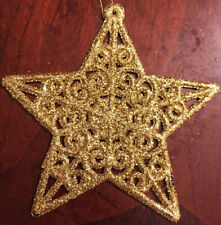 Glittered Star Ornament, Gold, Sparkling Glitter Scrolls, Buy $10=Free Ship picture