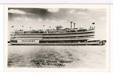 RPPC - Streckfus Paddlewheel Steamboat SW PRESIDENT, Mississippi River Postcard picture