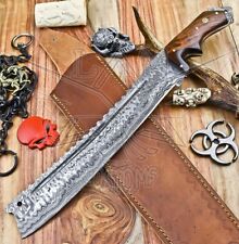 Custom Hand Forged Damascus Steel Full Tang Knife Walnut Wood Survival W/Sheath picture