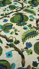 Vintage Interior Decorating Fabric Sample Valleydale Green 100% linen  45