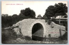 Geneva Illinois~Lover's Delight~Arch Bridge~c1910 Postcard picture