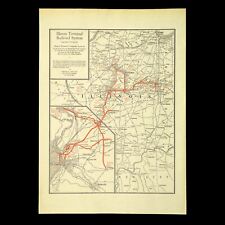 Vintage ILLINOIS TERMINAL Railroad Map Antique Illinois Railway Map ca 1932 picture