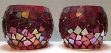 Vintage Mosaic Glass Globes Candle Holders 4'' picture