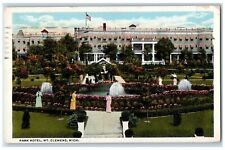 1921 Park Hotel Fountain Exterior Building Mt. Clemens Michigan Vintage Postcard picture
