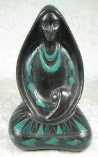 Manuel Felguerez Style Mexican Black Pottery Barro negro Woman Figurine Vintage picture